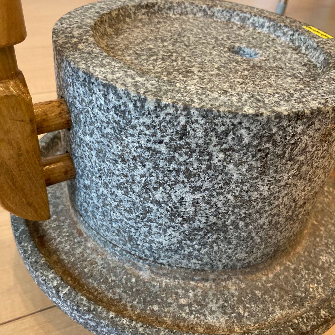 石製調理用臼 木製ハンドル付き