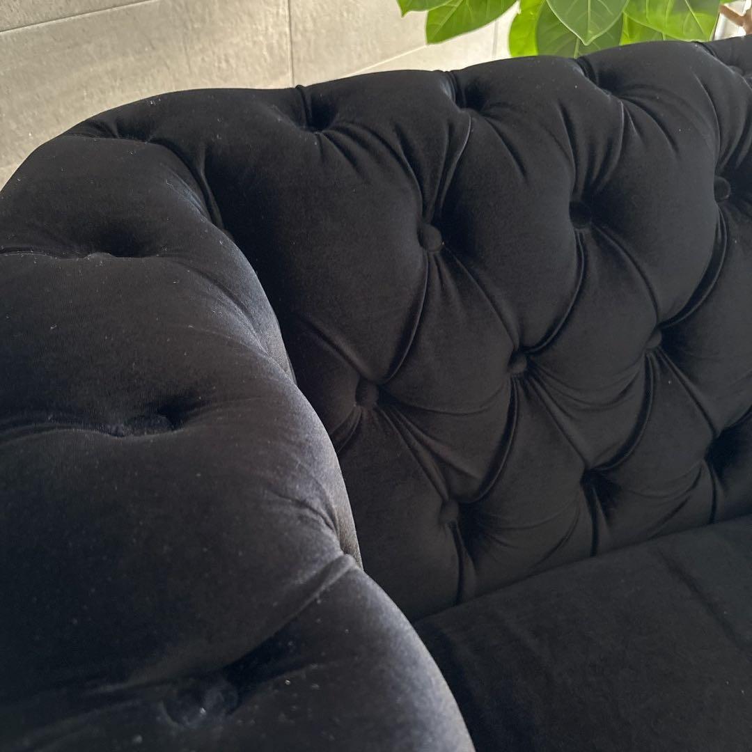 値引しましたBチェスターフィールド英国風アンティーク 一人掛ソファー /ブラック