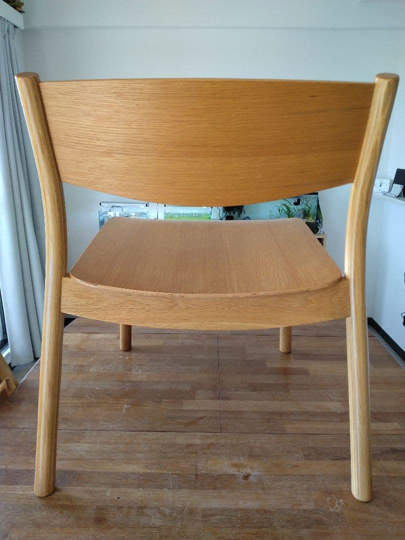 【極美品】MUJI/無印良品 オーク材ラウンジチェアワイド①ダイニングカフェ椅子