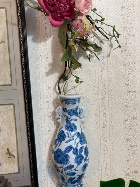 ヴィンテージシノワ オリエンタルローズ ウォールベース1個古代薔薇ハンドペイント