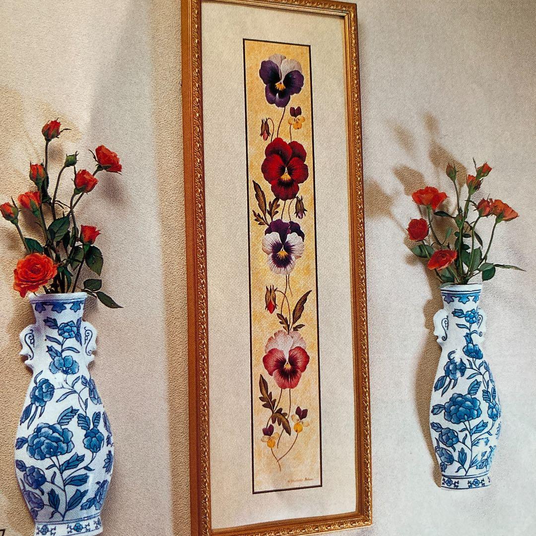 ヴィンテージシノワ オリエンタルローズ ウォールベース1個古代薔薇ハンドペイント