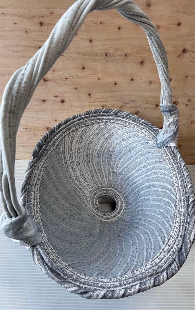 かさぶらんか　紲鉢　綱木紋　植木鉢　新品　観葉植物　ミックス　グレー　ざらっと