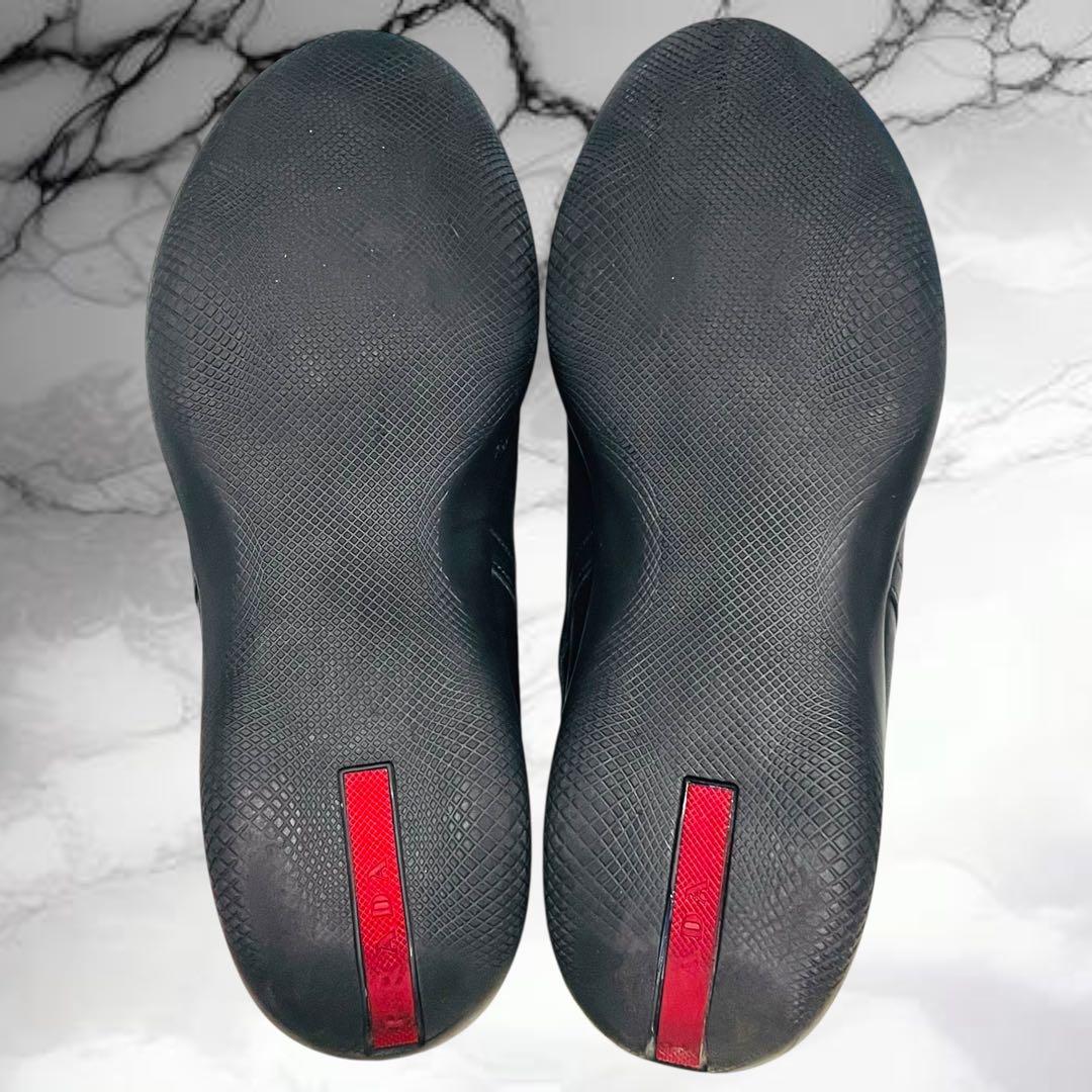 【プラダ】美品エンボスロゴ サイドゴアブーツ ベルクロ ブラック 黒 5 1/2