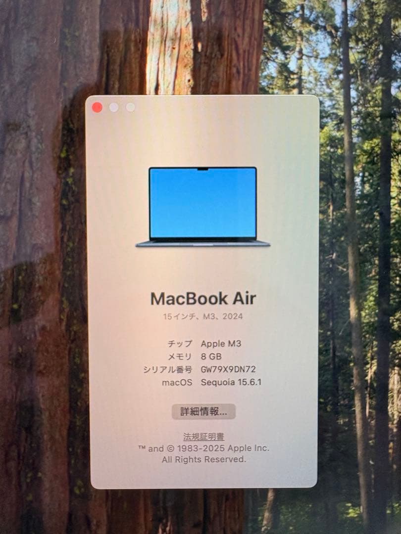 MacBook Air /15インチ、M3、2024