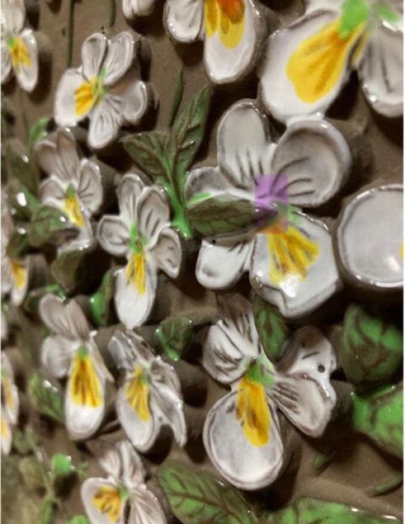 ★大判ヴィンテージ 美品★ジイガントフタ スウェーデン【ヴィオラ白　陶板】壁飾り