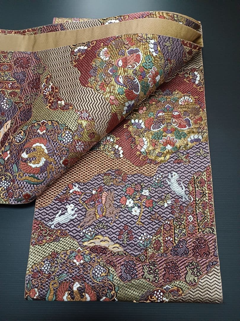 ［全通］　袋帯　総刺繍　中古美品 434cm O-324