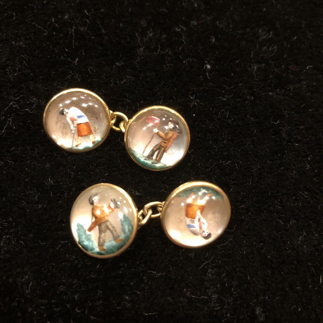 アンティーク　イギリス　ロングマイヤー　カフスボタン