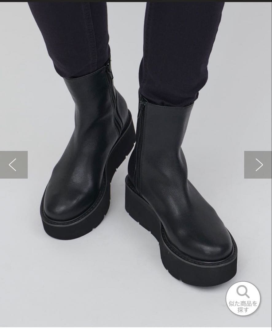 [新品同様]BEARDSLEY レザーミドルブーツ ブラック 38