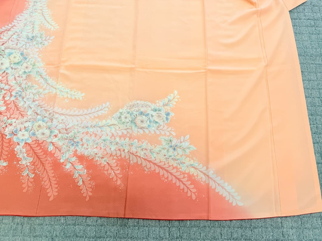 高級 訪問着 正絹 袷 辻ヶ花 絞り ピンク オレンジ 伊達襟 約70万円