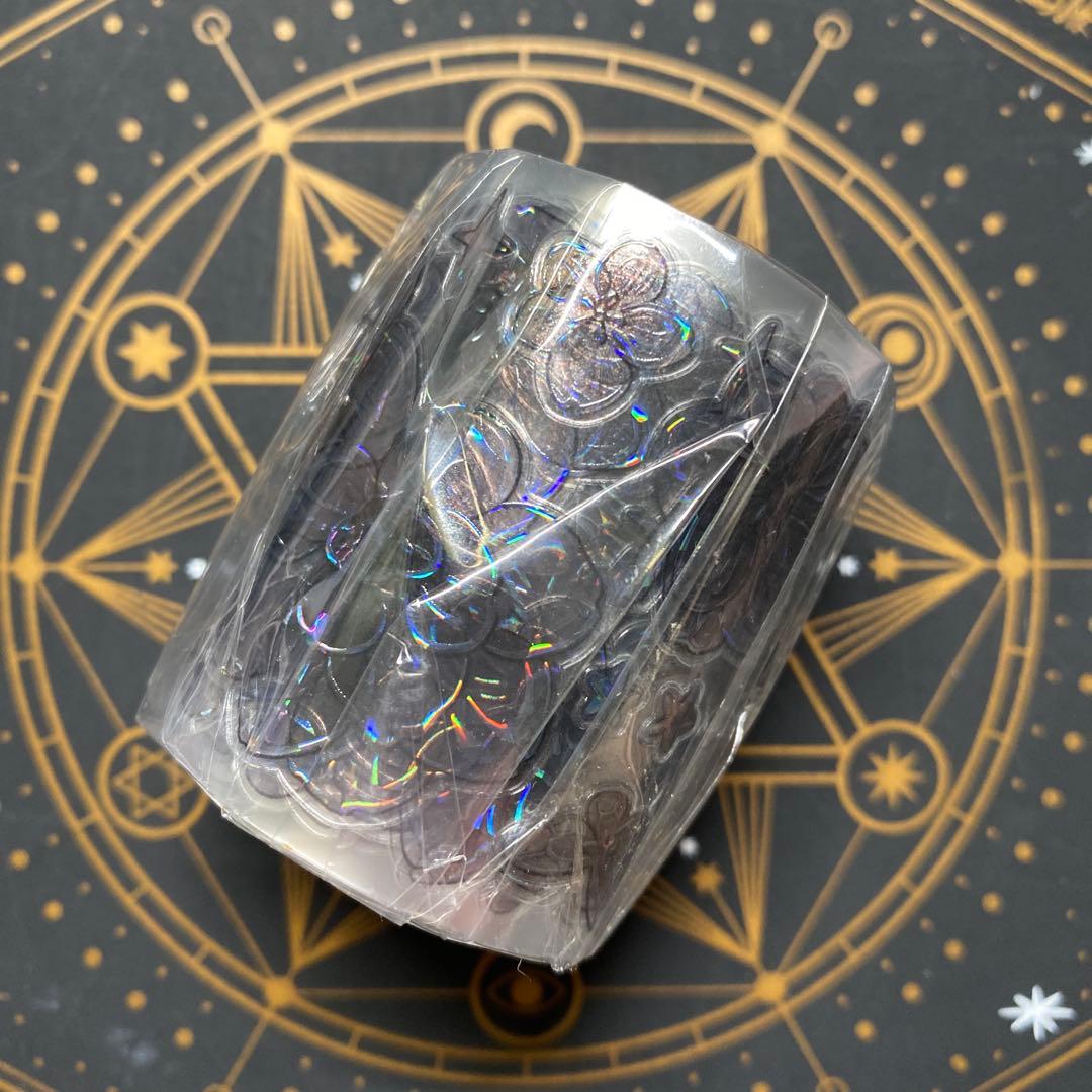 【9483】海外　5m巻　貝殻光カッティングマスキングテープ　半透明　お花系