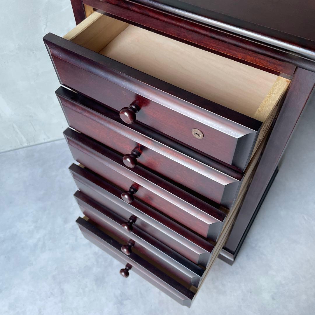 桜材 葉隠 民芸家具 木製 6段抽斗 小箪笥 ナイトテーブル サイドボード