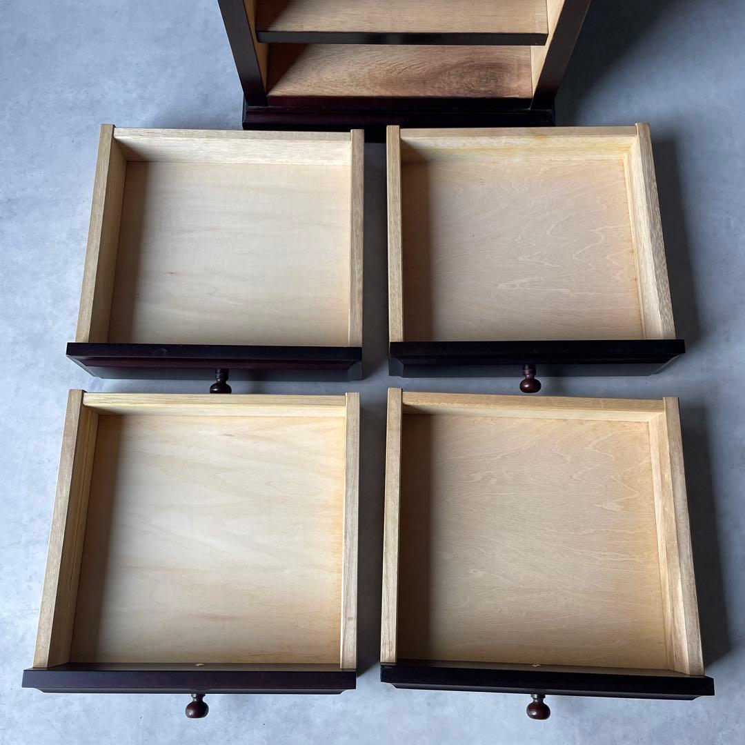 桜材 葉隠 民芸家具 木製 6段抽斗 小箪笥 ナイトテーブル サイドボード