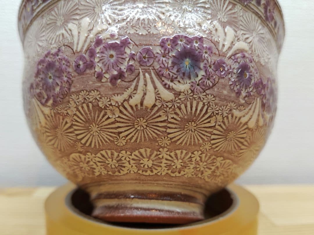 専用 送料込【逢絢亭・新品】茶道具 茶碗 京焼 紫彩華紋 森里陶楽 共箱入り ３