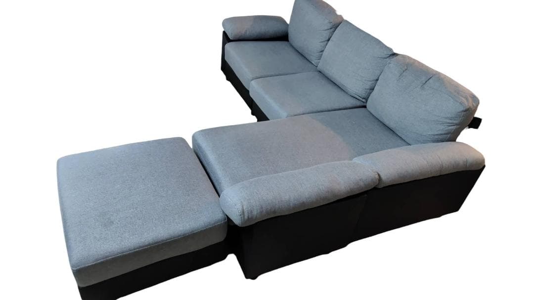 ニトリ 5人掛け コーナーカウチソファ PVC×布張りタイプ（GY/BK）美品