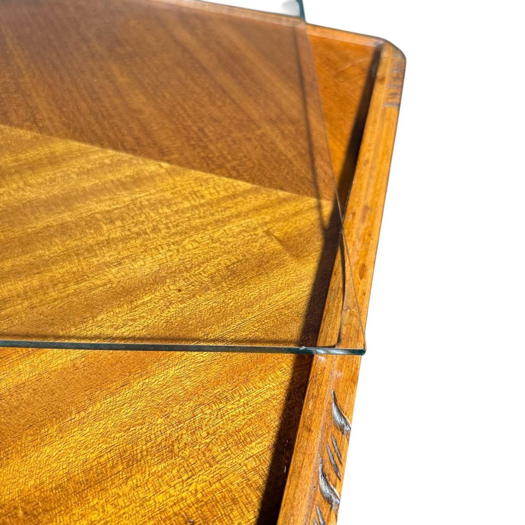 HR754 【ビンテージ】イギリス　英国　アンティーク　ガラストップローテーブル