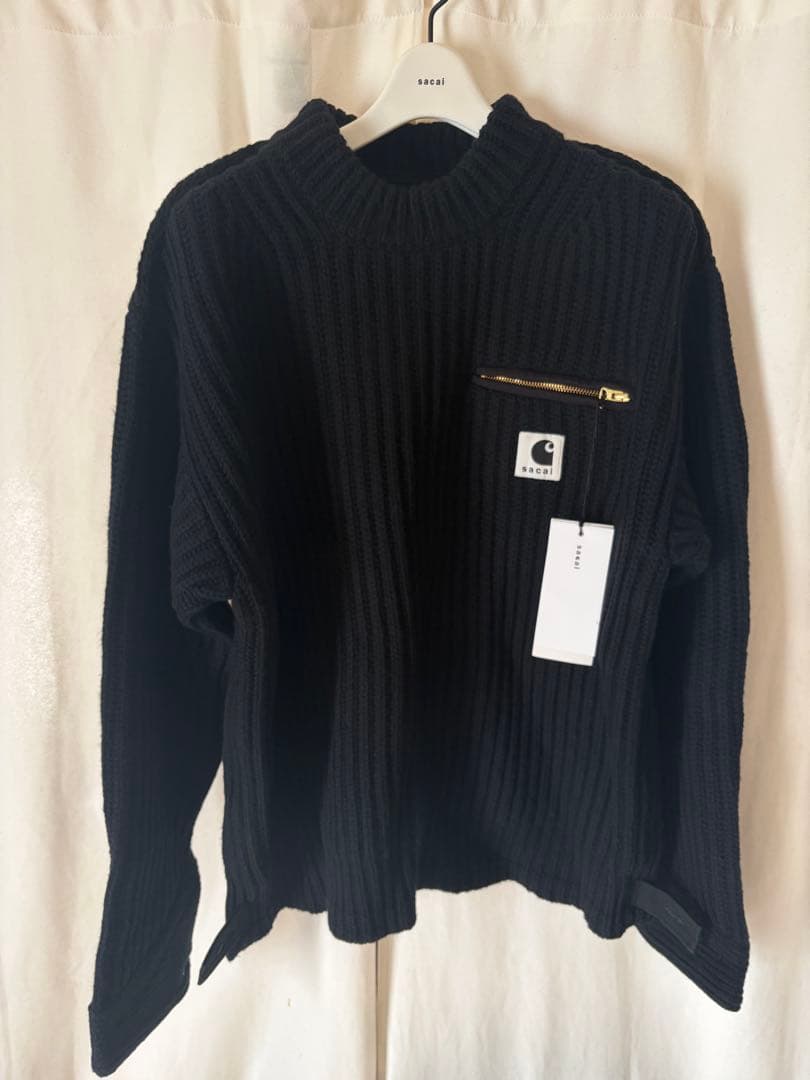 sacai Carhartt WIP ニット プルオーバー デトロイト 黒 02