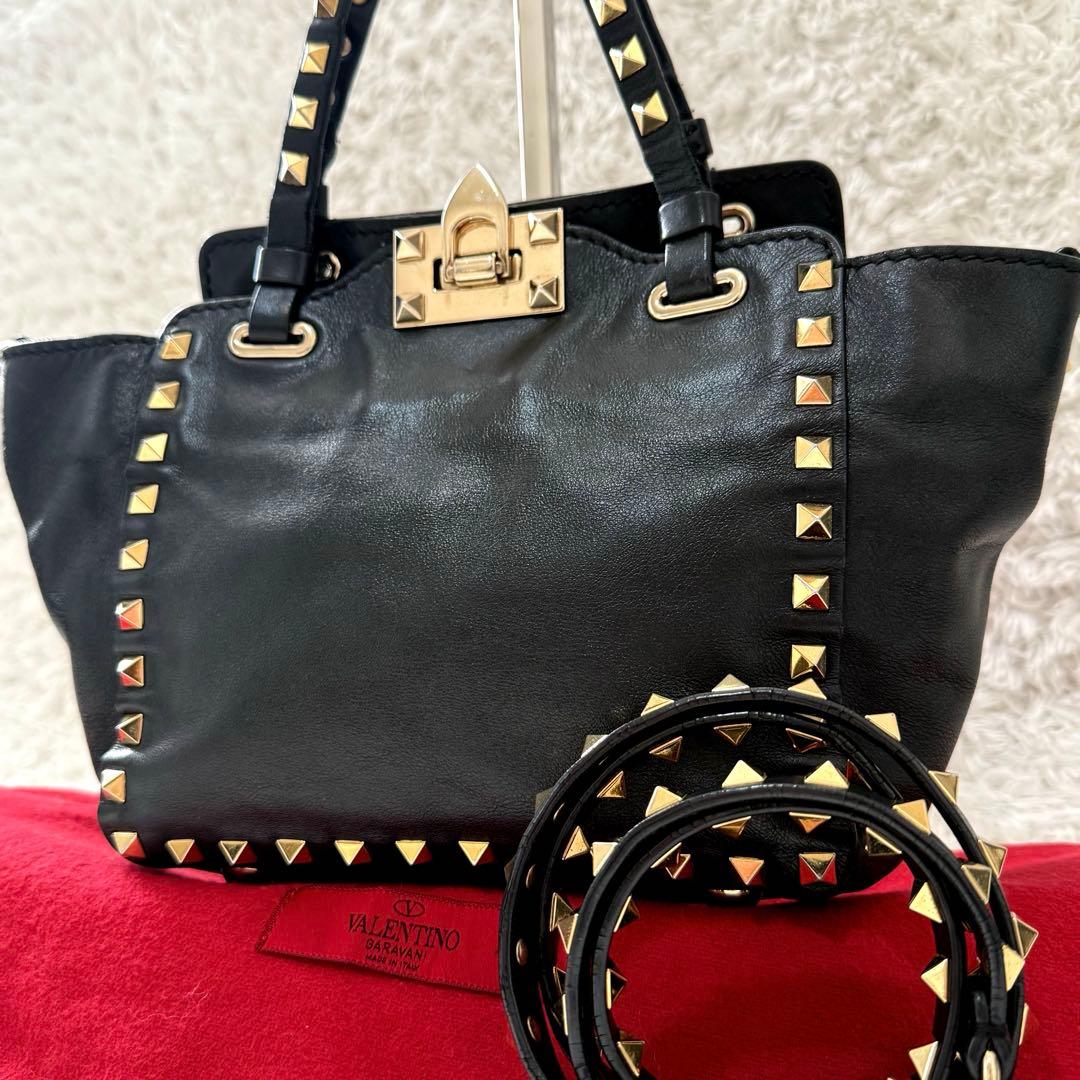 ヴァレンティノ ショルダーバッグ2way ロックスタッズ ブラック ハンドバッグ
