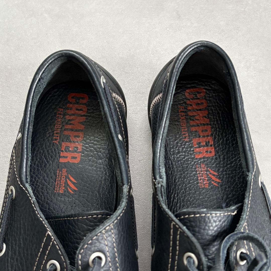 カンペール レザーデッキシューズ 極美品 シボ革 革靴 ネイビー 【42】