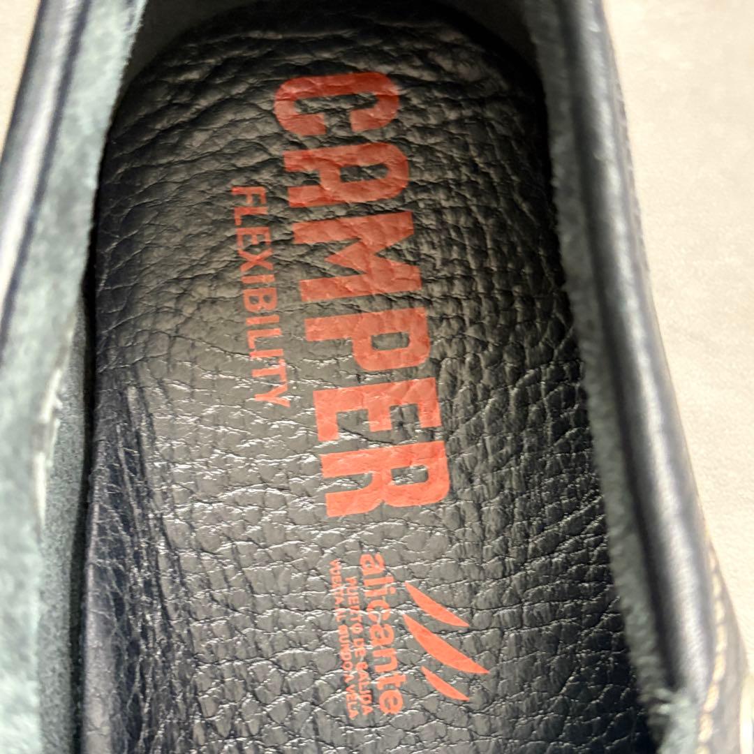 カンペール レザーデッキシューズ 極美品 シボ革 革靴 ネイビー 【42】