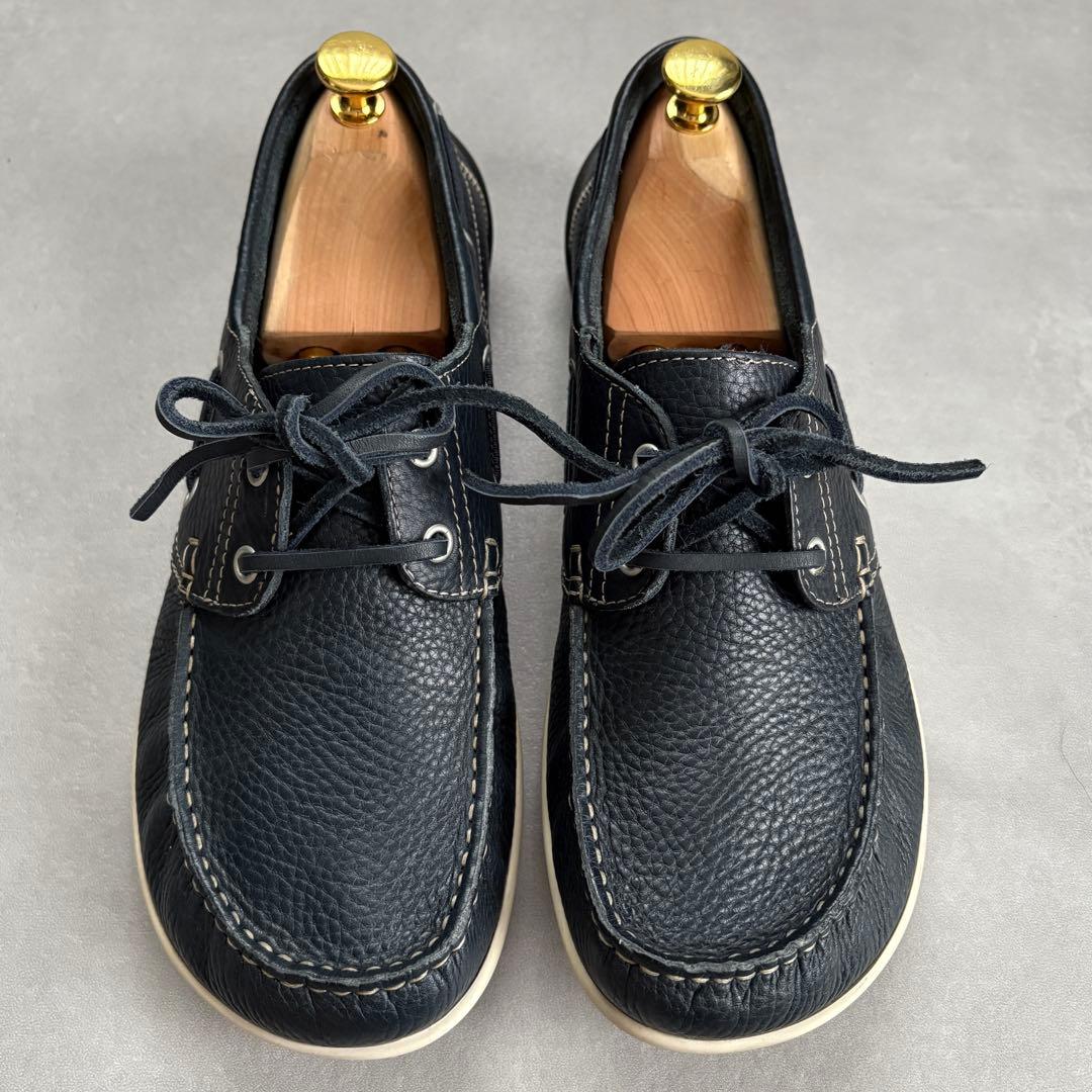 カンペール レザーデッキシューズ 極美品 シボ革 革靴 ネイビー 【42】