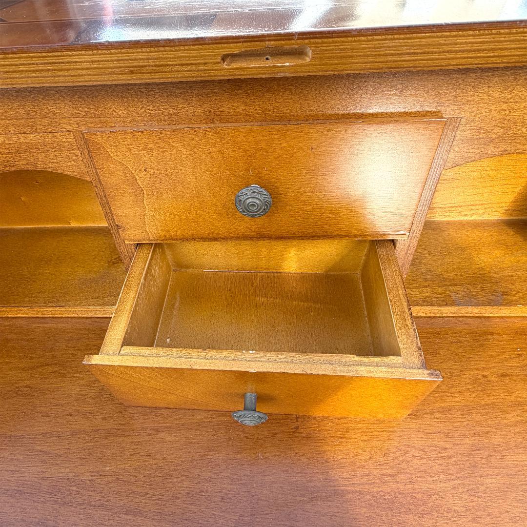 ライティングビューロー 猫脚 イタリア製 鍵付き 象嵌 アンティーク チェスト