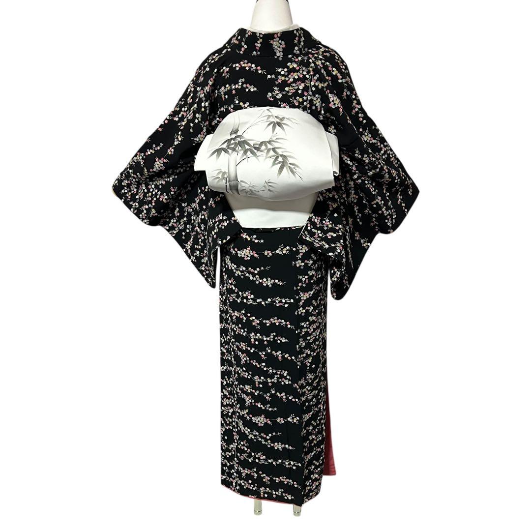 新品　美品　しつけ付き　袷　正絹　縮緬　友禅　型染め　小紋　フルセット　塩瀬