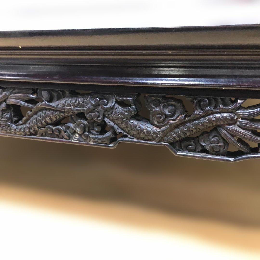 送料無料 中国家具 彫刻座卓 龍彫刻 唐木調 大型 ローテーブル 251214