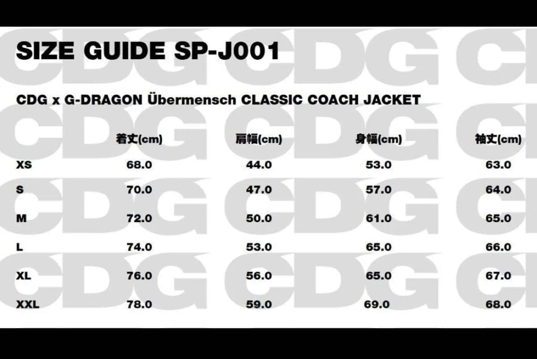 CDG G-DRAGON CLASSIC COACH JACKET Lサイズ