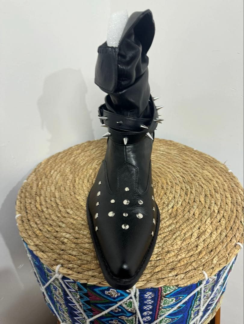 Opium Rivet Strap Leather Heel Boots ブーツ