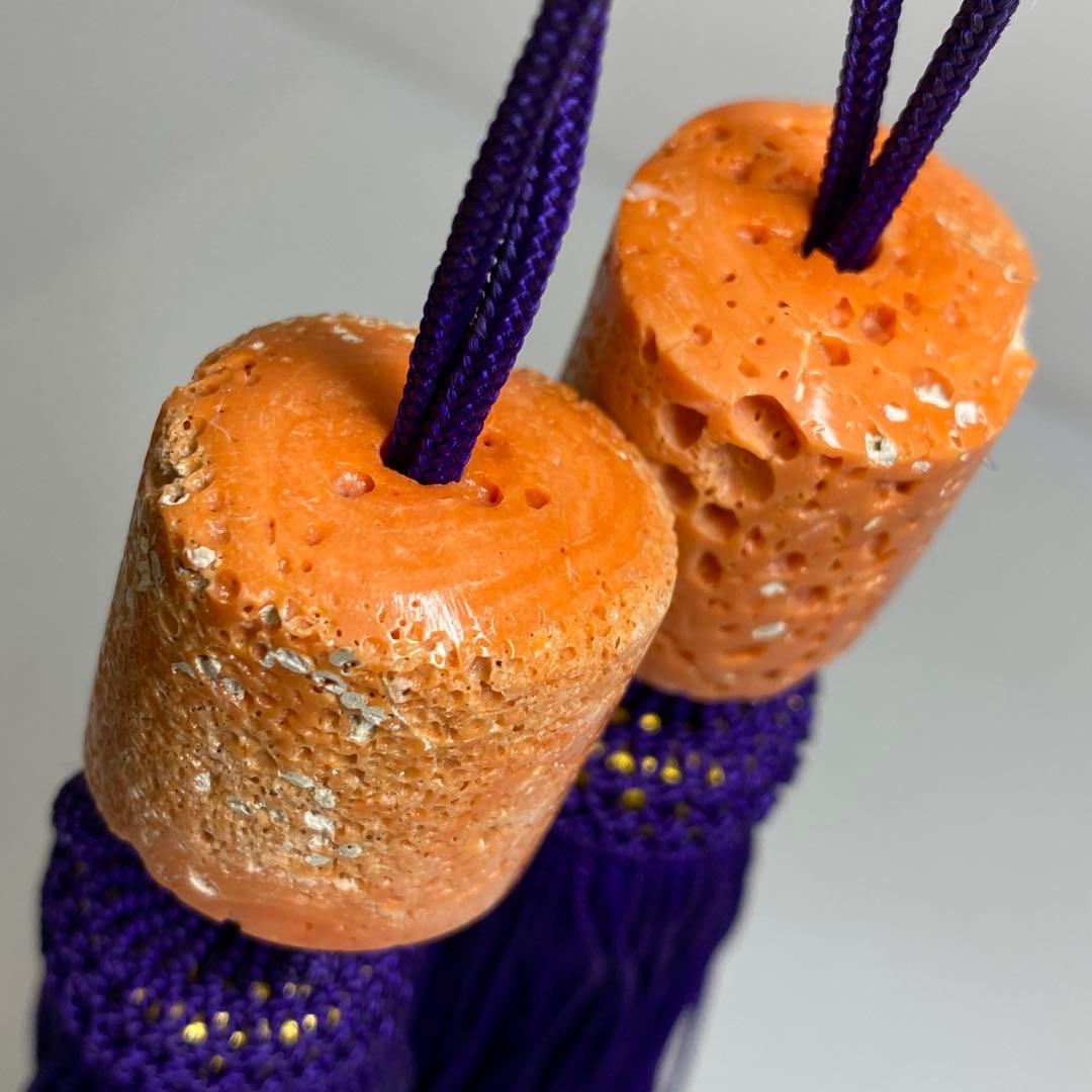 本赤珊瑚　風鎮一対　共箱　84g 東Y7-0213☆2Fタコサ