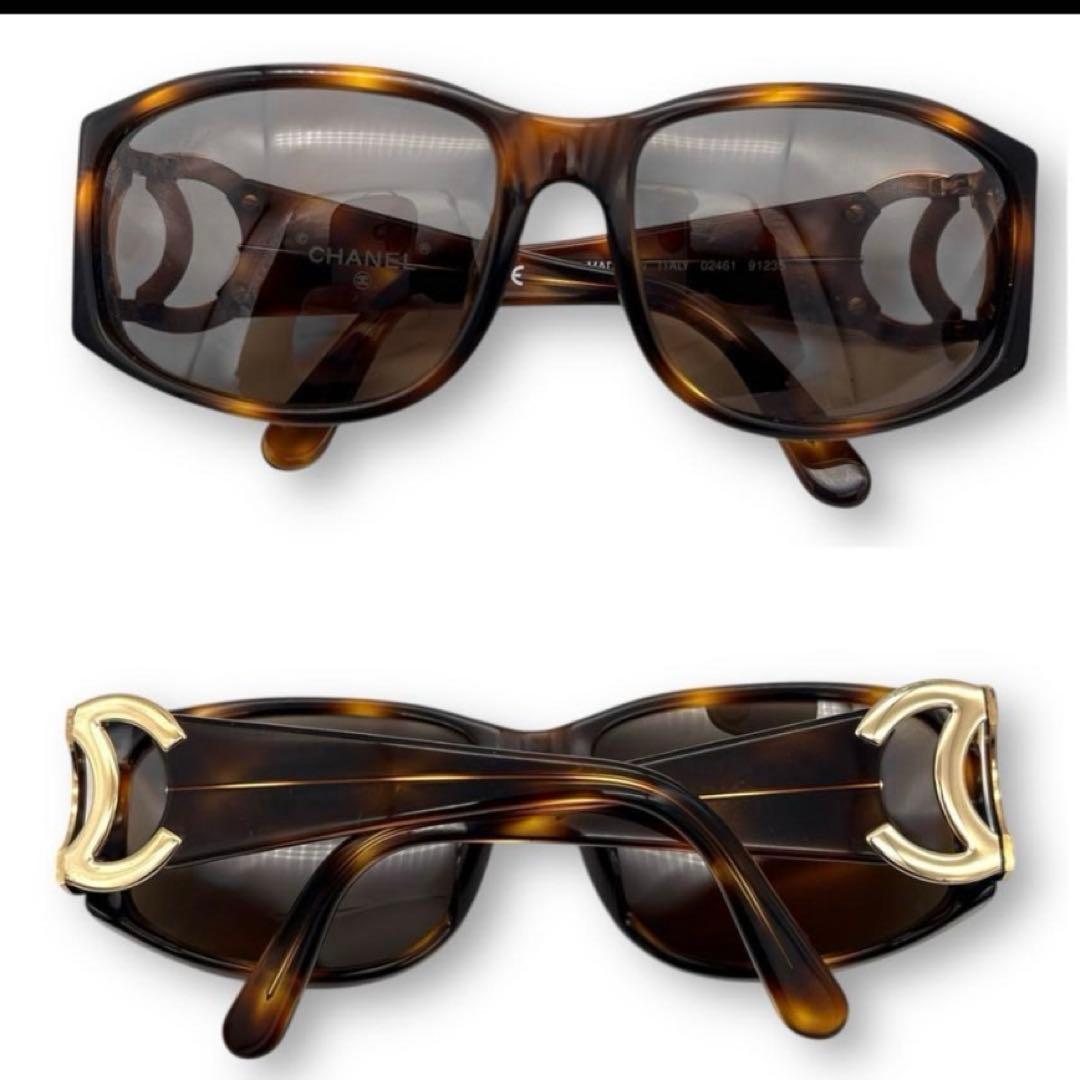 CHANEL ブラウン サングラス ケース付き　　べっ甲
