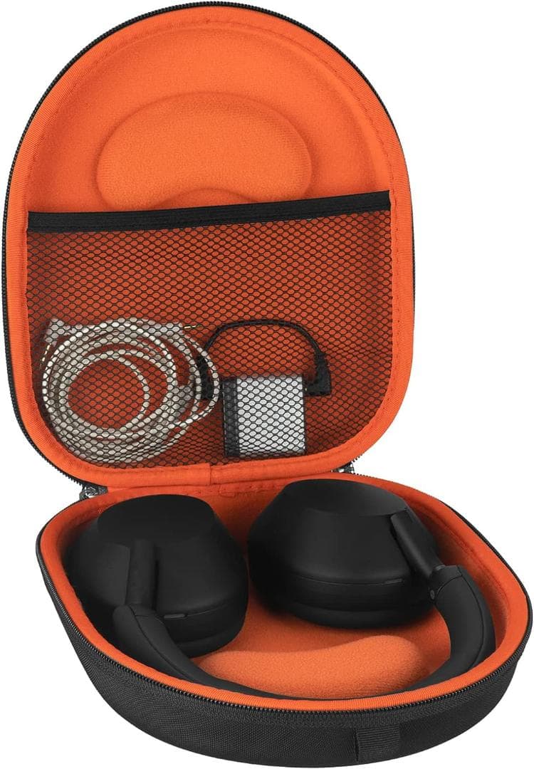 旅行用ヘッドホンハードケース 収納ポーチ付き ブラック 複数モデル対応