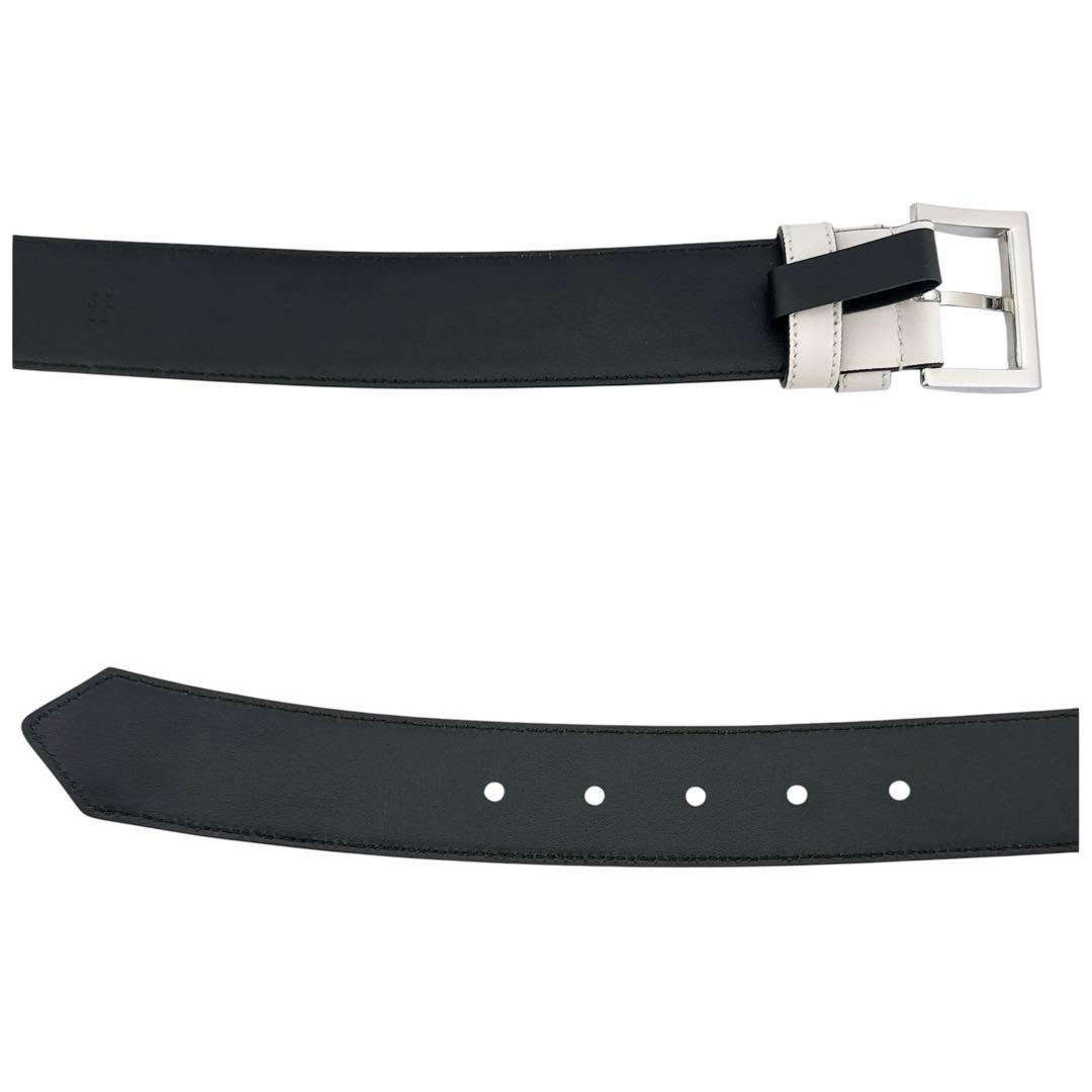 未使用級◇プラダ レザー トライアングルロゴ 三角プレート ホワイト ベルト