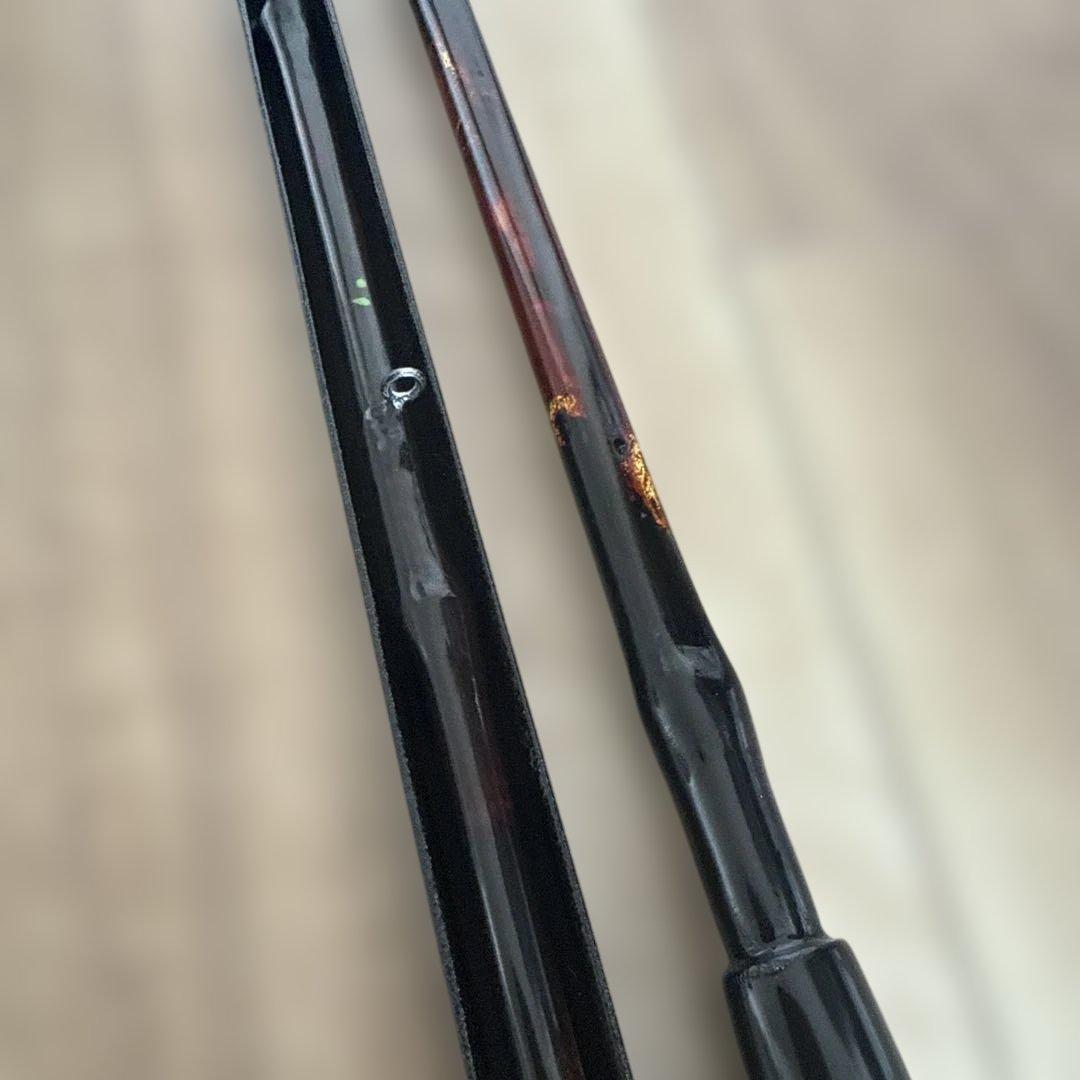 軟調　旭信和竿　金箔の珍しい層塗り　布袋竹