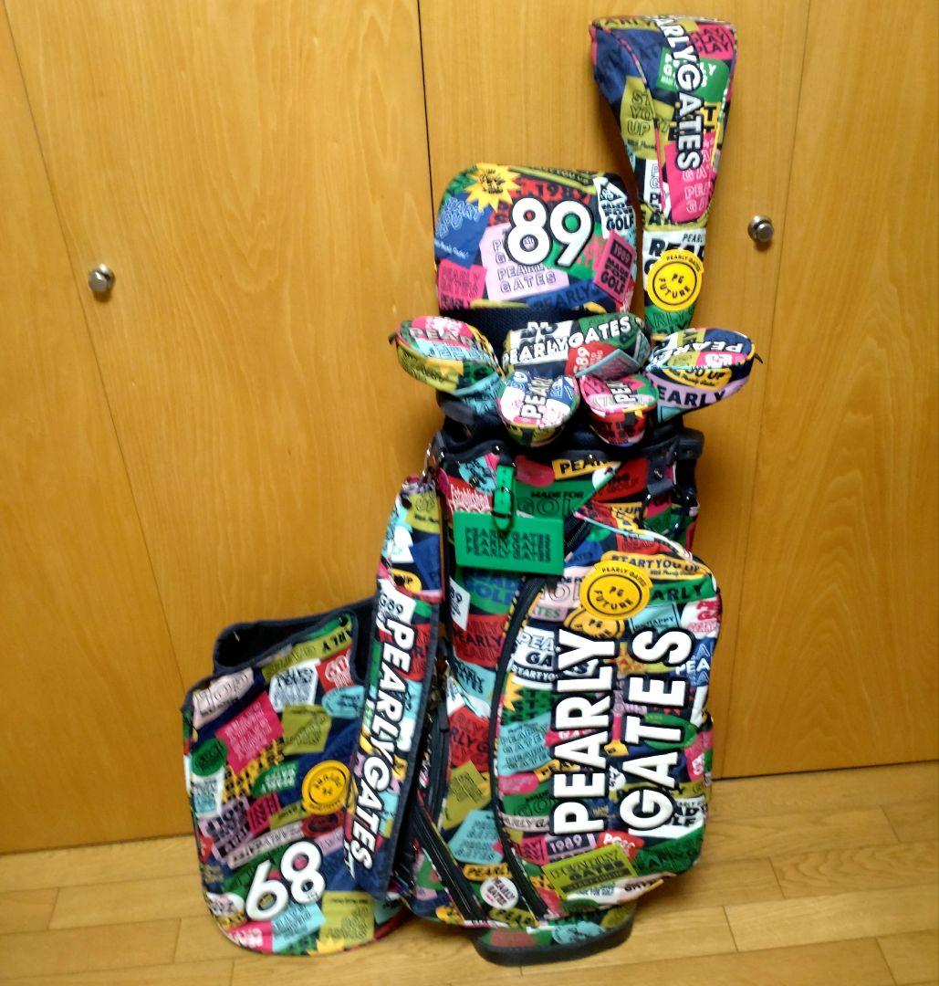 パーリーゲイツ カラフルワッペン キャディバッグ ヘッドカバー バッグ 11点