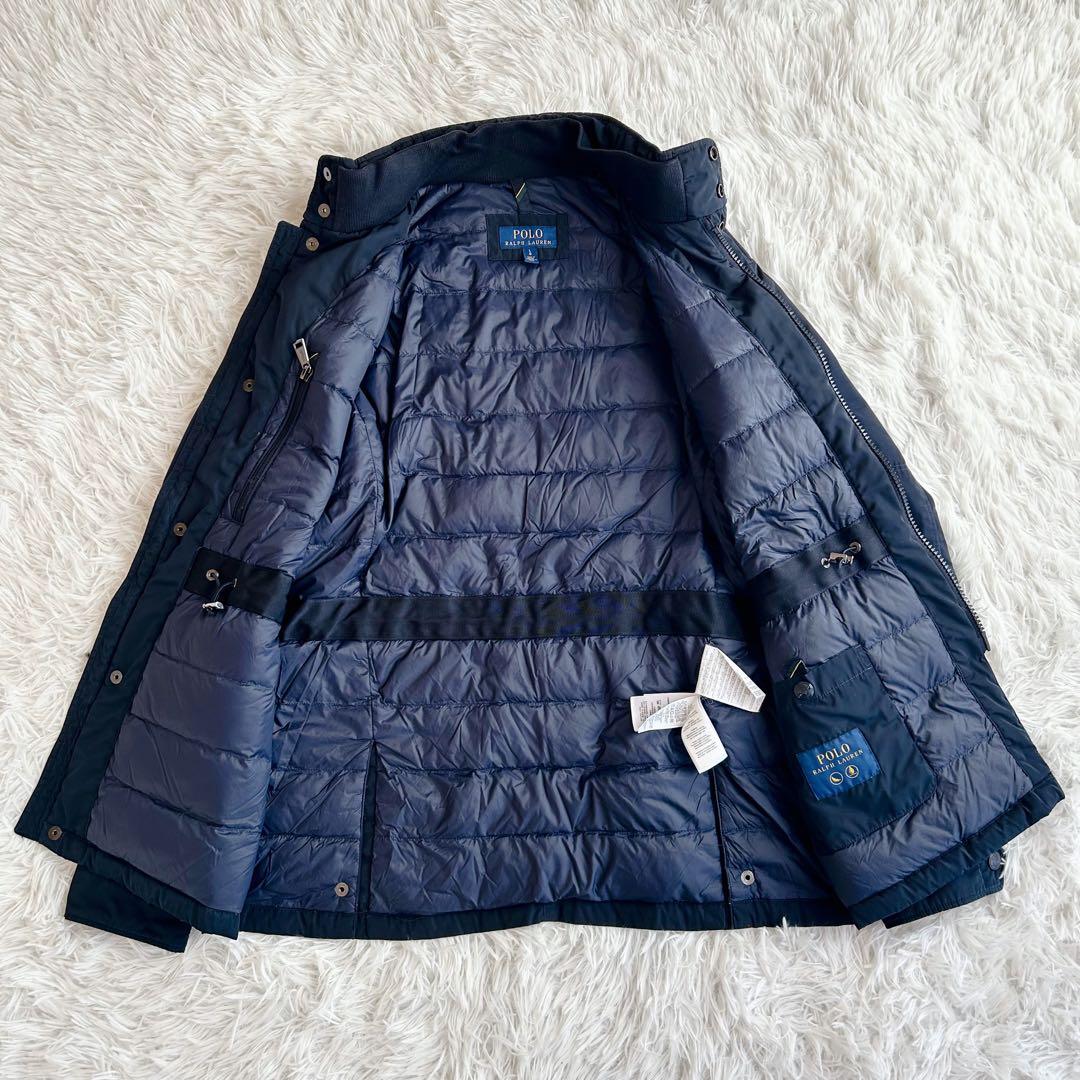ポロラルフローレン　ダウンジャケット M-65 現行 ロゴワッペン ネイビー L