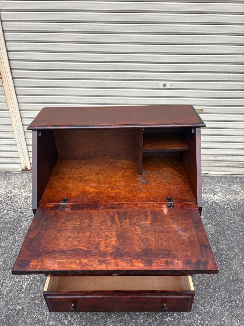 木製文机 ダークブラウン 4引き出し