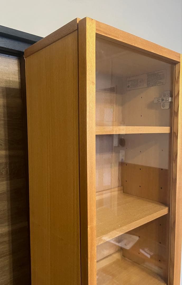 無印　木製ガラスキャビネット　廃盤品