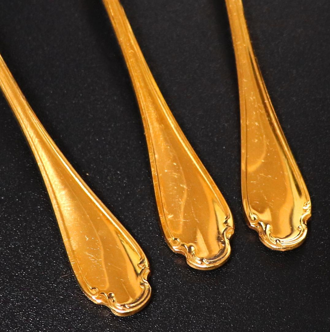 クリストフル 最上級 24金プレート ポンパドール モカスプーン 3本 ゴールド