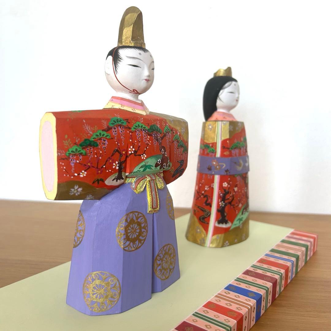 日展作家　佐藤晃永作　木彫り立ち雛　雛人形