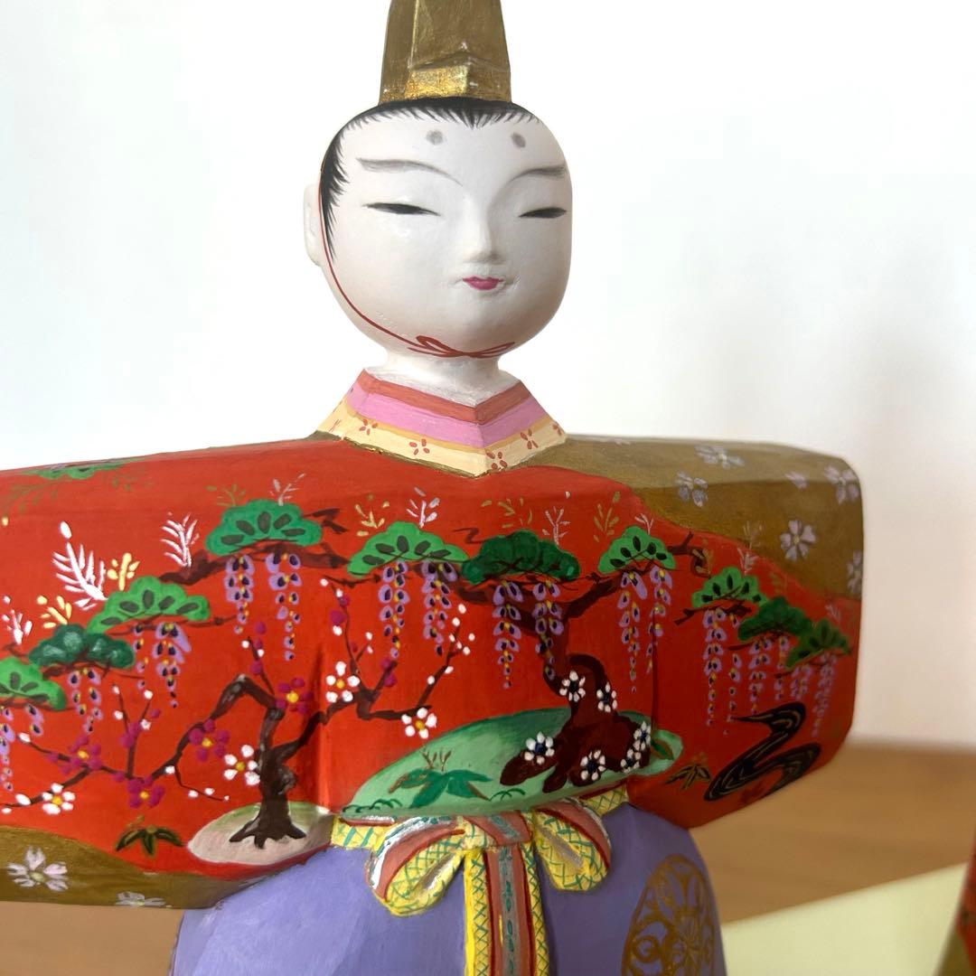 日展作家　佐藤晃永作　木彫り立ち雛　雛人形