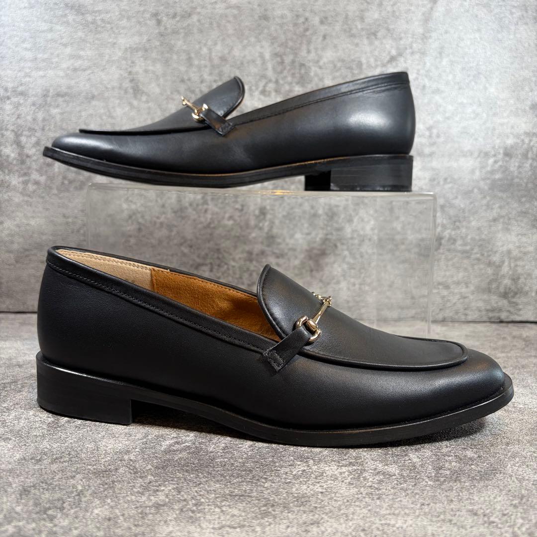 美品 銀座かねまつ AQUA BELL ビットローファー 黒　レザー　23cm