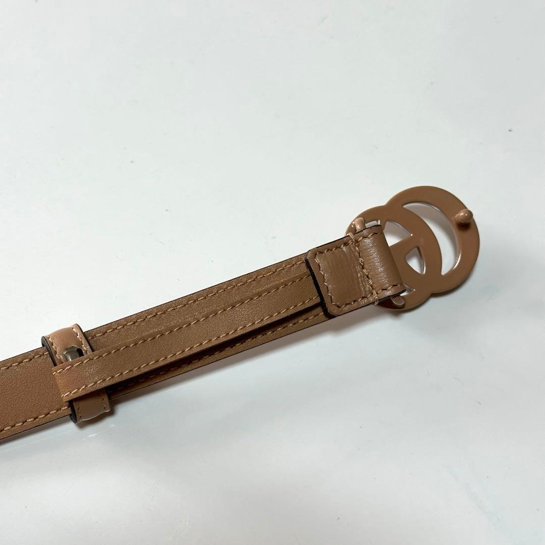 GUCCI ピンクベージュ ダブルGバックル ベルト　マーモント 70から80