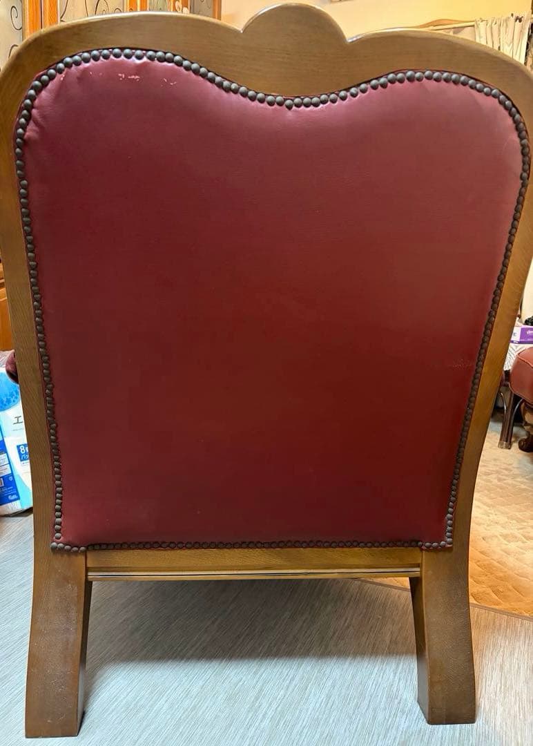 クラシック 赤 レザー アームチェア　1人掛け