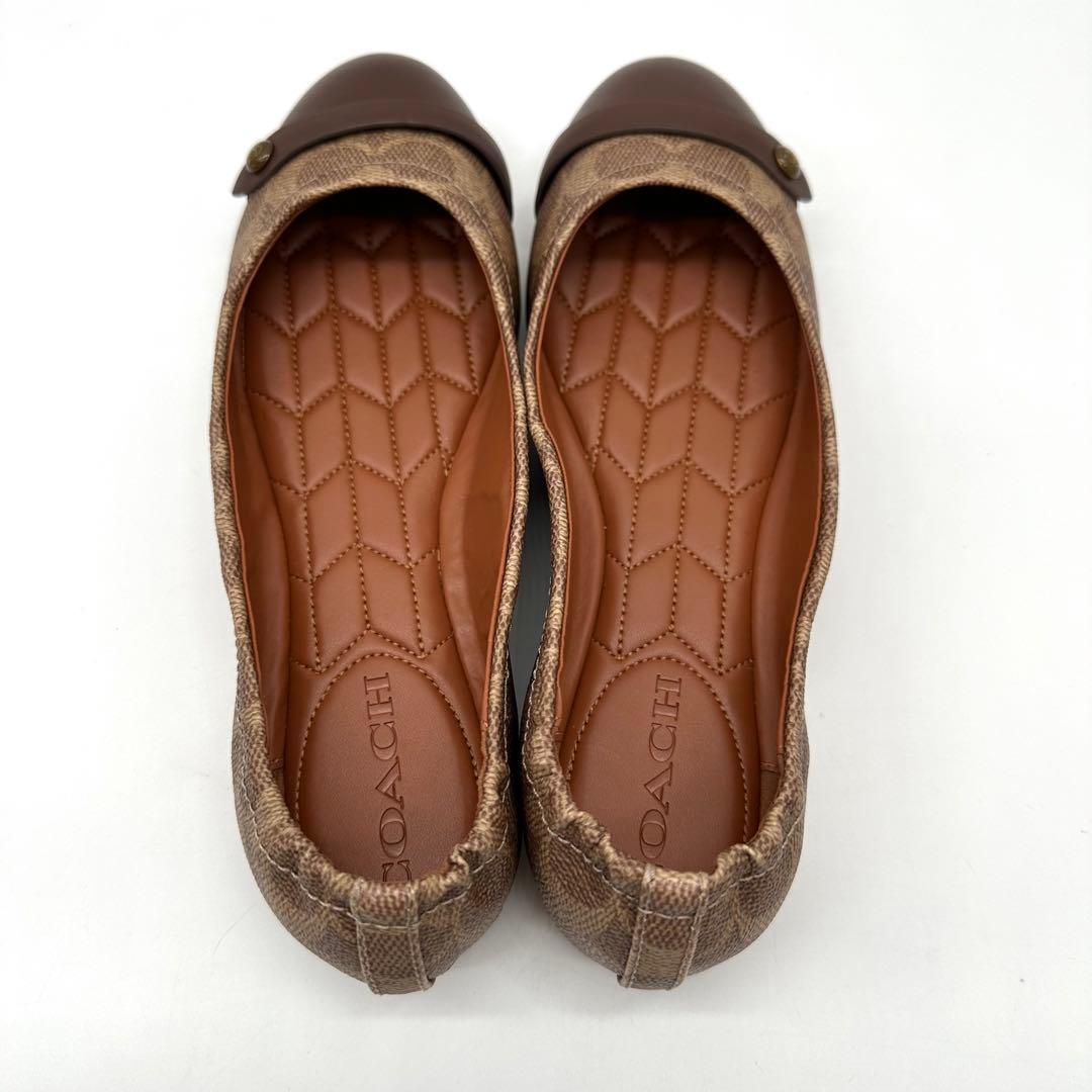 〈新品〉COACH コーチ【24.5cm】シグネチャー コンビ フラットシューズ