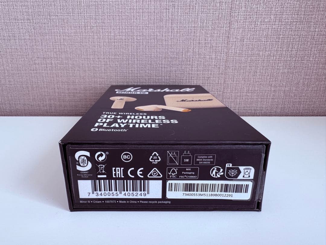 値下げ Marshall MINOR IV ワイヤレスイヤホン クリーム 箱付