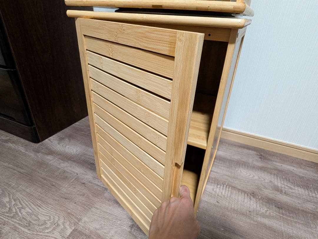 ★完成形★　大容量回転式本棚（竹製）