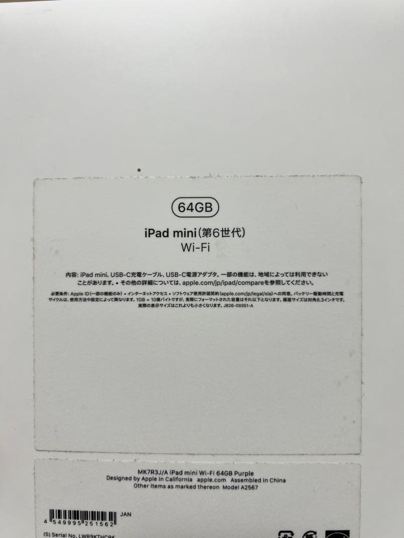 Apple iPad mini (パープル) 6世代 64GB