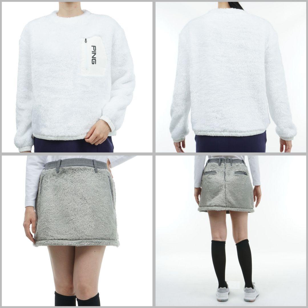 新品 PING レディース【LL】セットアップ ボア フリース スカート 上下