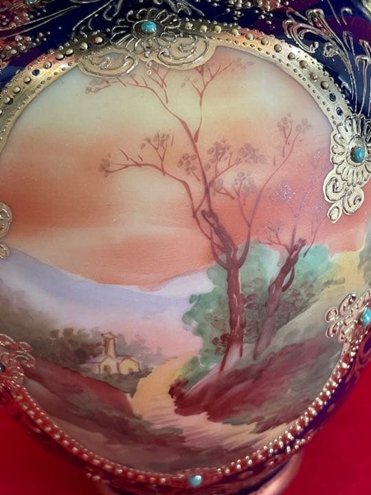 オールドノリタケ　コバルト花瓶